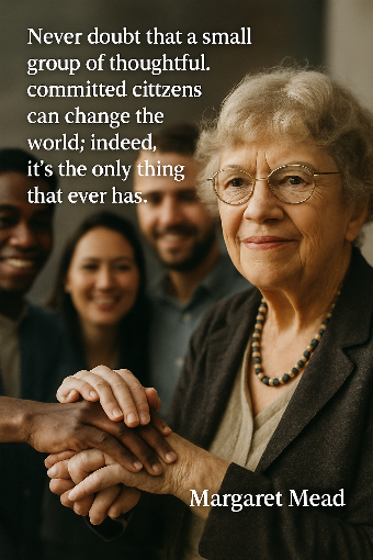 A photographic representation of a saying by Margaret Mead