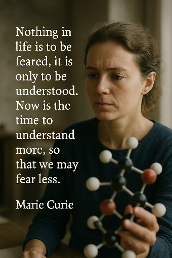 A photographic representation of a saying by Marie Curie