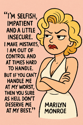 A cartoon representation of a saying by Marilyn Monroe